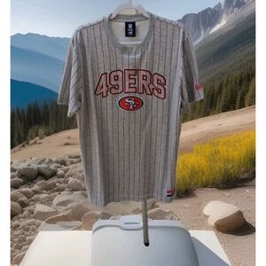 NEW San Francisco 49ers Mens L Gray/Red Stripe Crew Neck Tee New Era